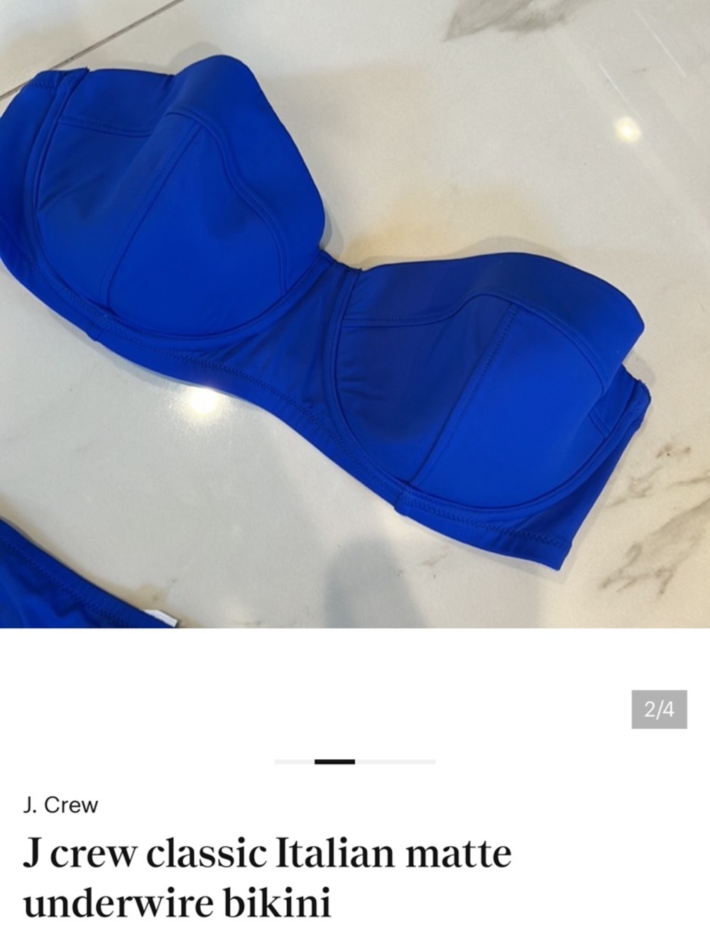 J. Crew Matte Underwire Bikini Top - Royal Blue